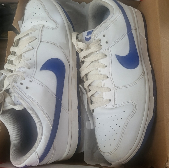 White and Blue nike dunk low retro shoes
